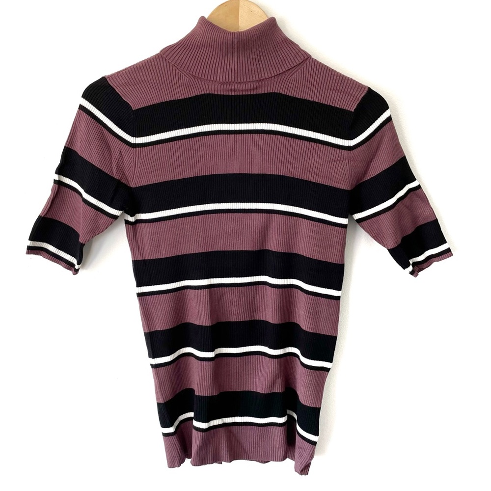 Dusty Purple Express Striped Turtleneck
